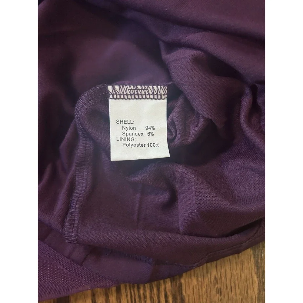 Zapaka Purple Halter Lace Floral Mini Dress Lined Zipper Size XL Party Formal - Picture 6 of 7